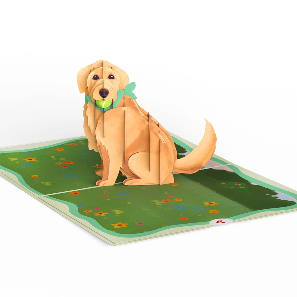 Lovepop Playful Golden Retriever Pop-Up Card - Image 3