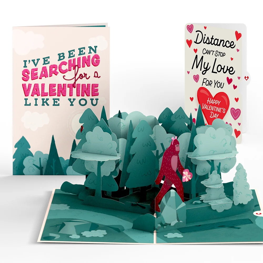 Lovepop Searching for a Valentine Like You Bigfoot Distance Can't Stop My Love Pop-Up Card and Sentiment Set