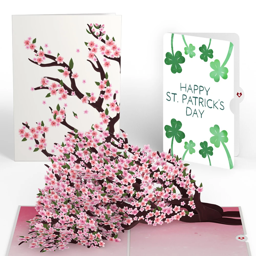 Lovepop Cherry Blossom Branches in Bloom St. Patrick’s Day Pop-Up Card and Sentiment Set Cream