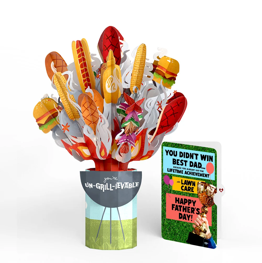 Lovepop Grill Master Father's Day Bouquet and Trophy Lawn Care Sentiment Set