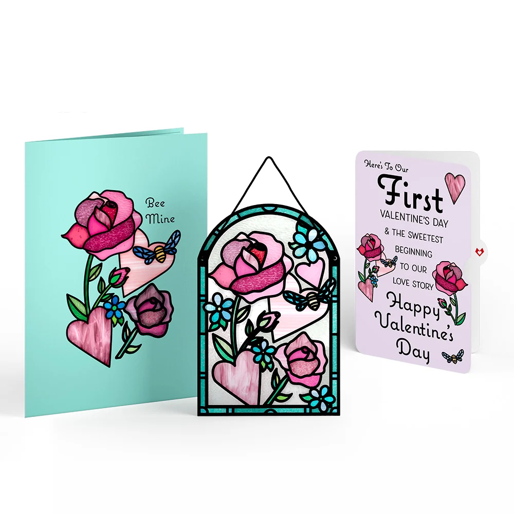 Lovepop Bee Mine Suncatcher The Sweetest Beginning Valentine Pop-Up Card and Sentiment Set Glass