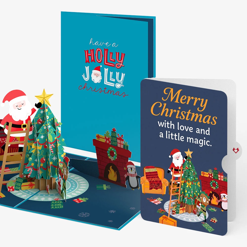 Lovepop Santa Decorating a Christmas Tree Pop-Up Card and Little Magic Sentiment Set