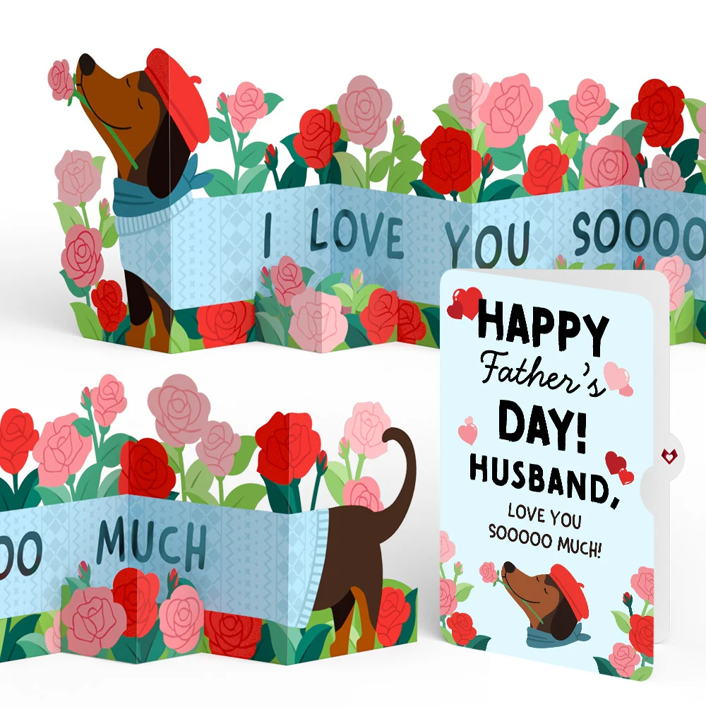 Lovepop Love You So Much Dog Father's Day Loooooong Card (Expands to 2 feet) and Sentiment Set for Husband