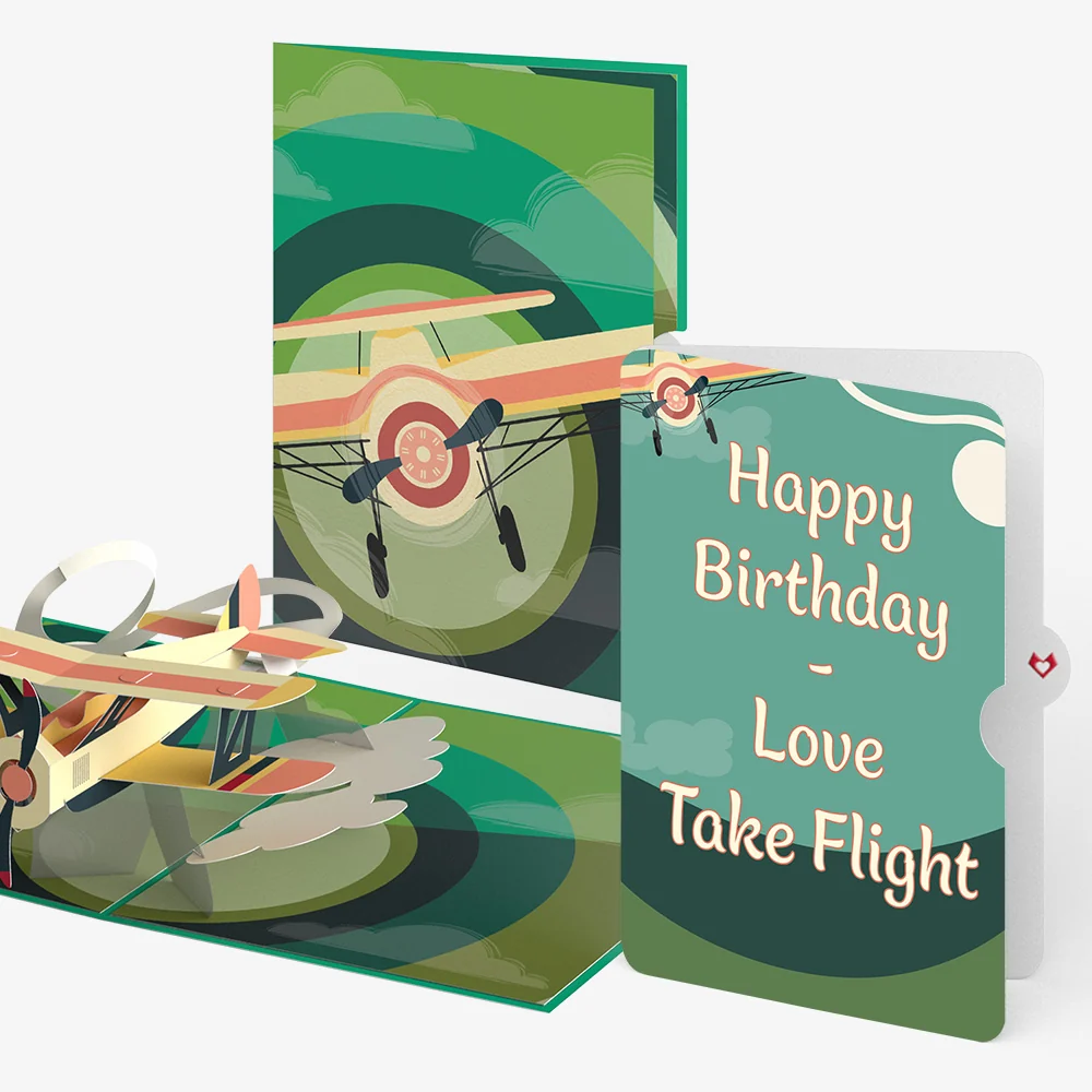 Lovepop Vintage Plane Birthday Pop-Up Card and Love Flight Sentiment Set