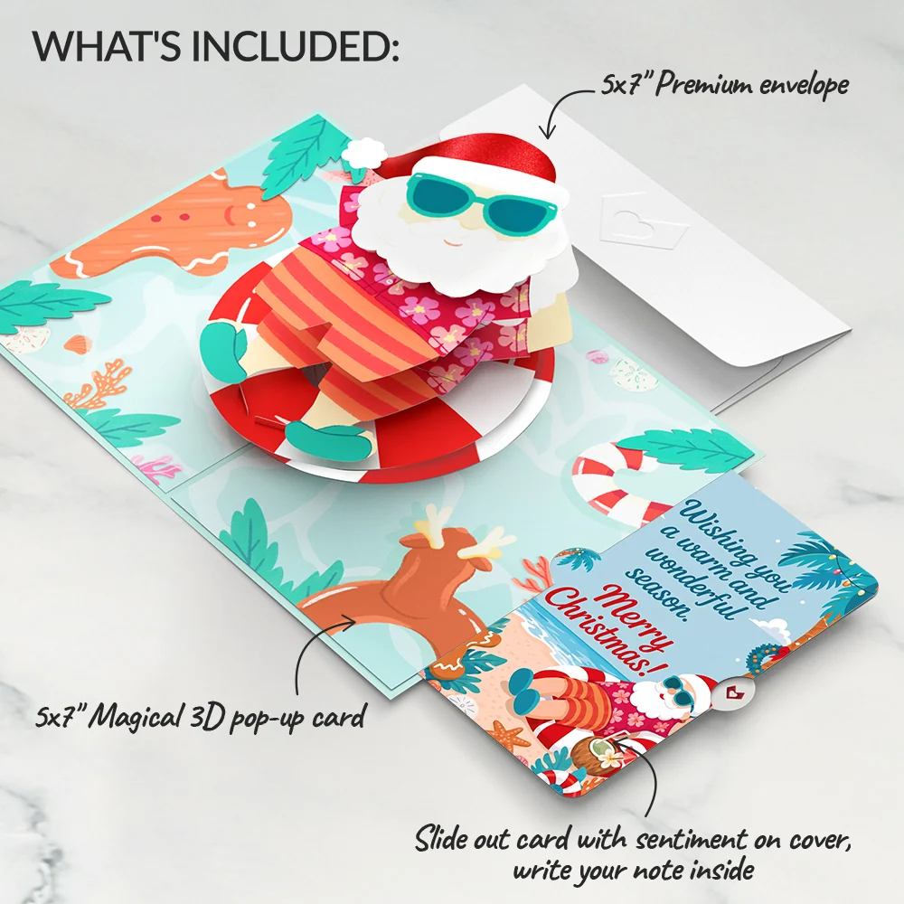 Lovepop Warm Wishes Seaside Santa Christmas Pop-Up Card and Sentiment Set - Image 2