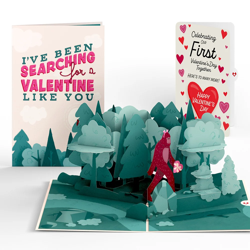 Lovepop Searching for a Valentine Like You Bigfoot Our First Valentine Together Pop-Up Card and Sentiment Set