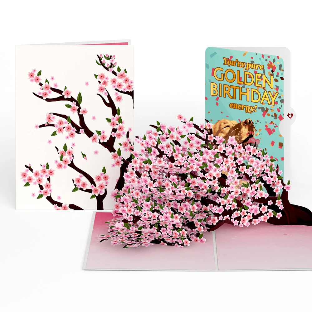 Lovepop Cherry Blossom Branches in Bloom Birthday Pop-Up Card and Golden Energy Sentiment Set