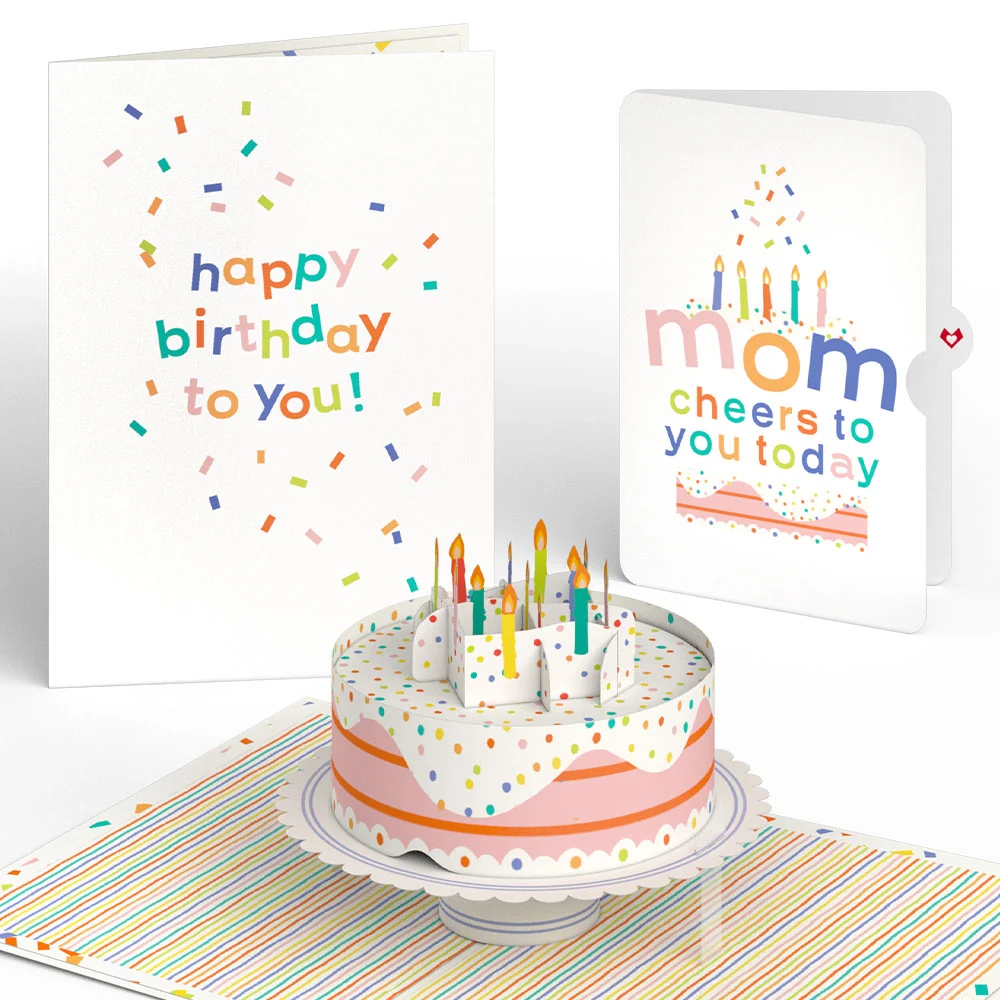 Lovepop Confetti Cake Birthday Pop-Up Card and Sentiment Set for Mom Candle
