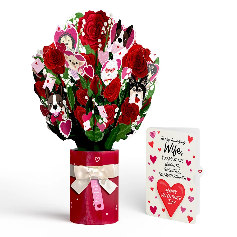 Lovepop I Woof You Dog Valentine Bouquet and Sentiment Set for Wife Vase