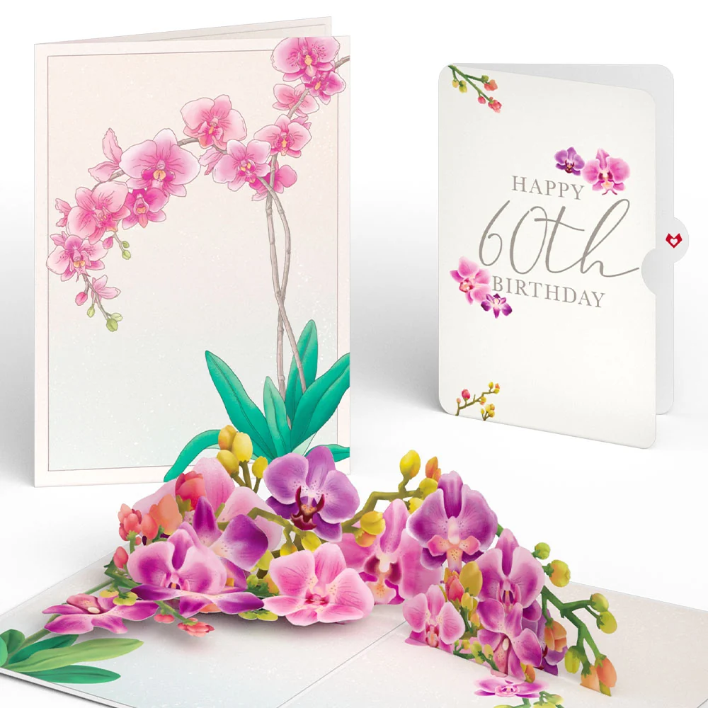 Lovepop Watercolor Orchid 60th Birthday Pop-Up Card and Sentiment Set