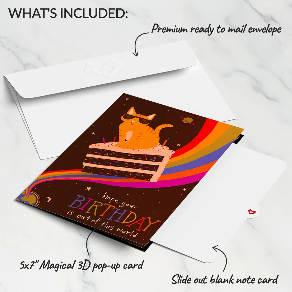 Lovepop Out of this World Birthday Cat Pop-Up Card - Image 6