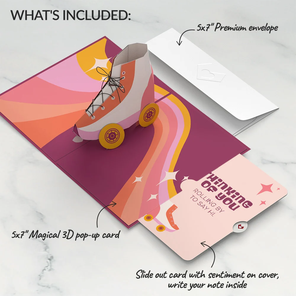 Lovepop Let the Good Times Roll Roller Skate Thinking of You Pop-Up Card and Sentiment Set - Image 2