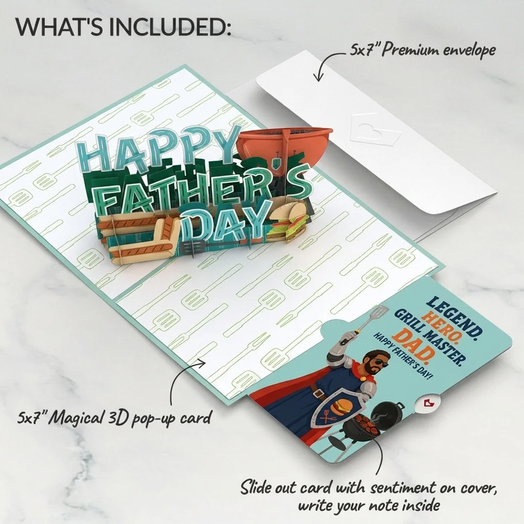 Lovepop Best Flippin' Dad Father's Day Pop-Up Card and Grill Master Hero Sentiment Set Utensil - Image 2
