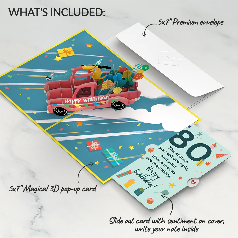 Lovepop 80th Birthday Truck Pop-Up Card and Sentiment Set - Image 2