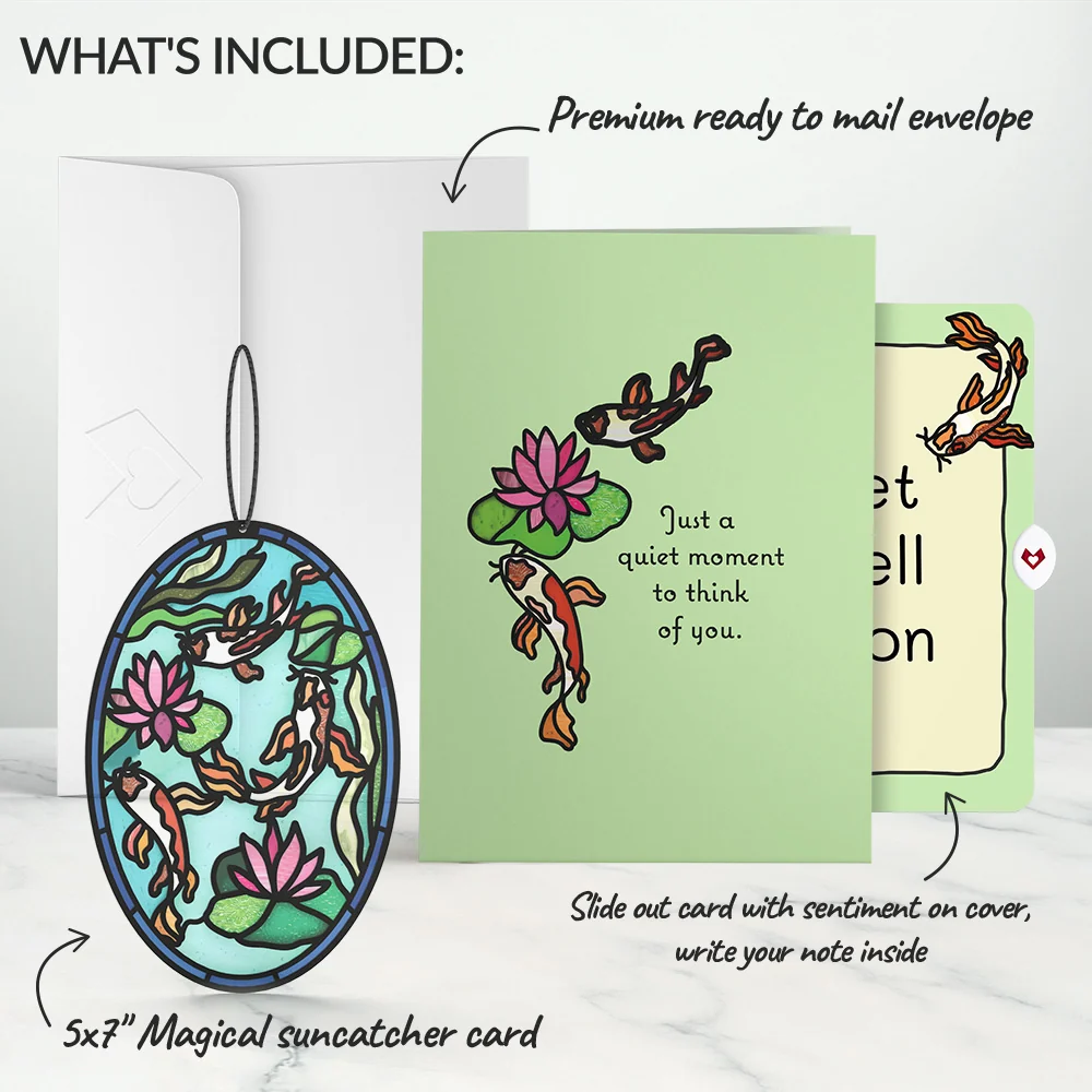 Lovepop Quiet Moment Koi Pond Get Well Suncatcher Card and Sentiment Set Glass - Image 2