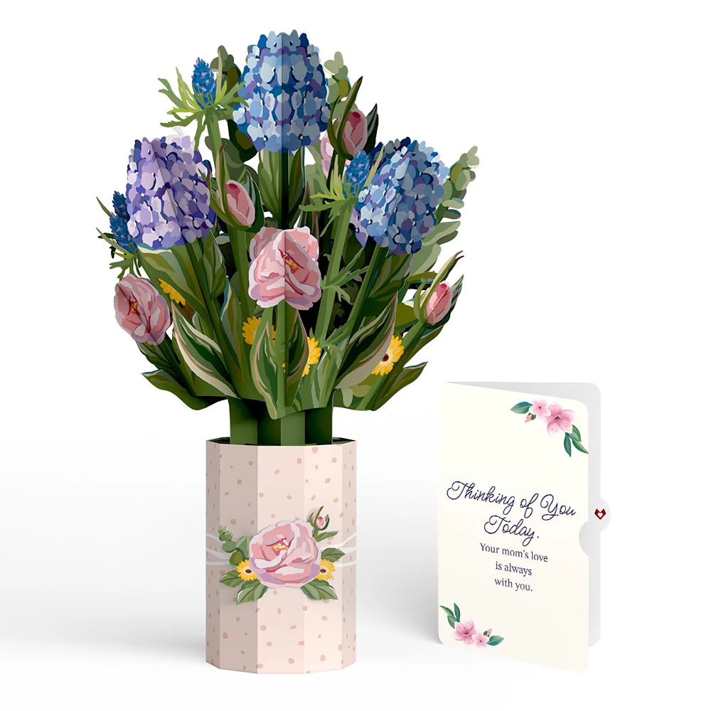 Lovepop Hydrangea Mother's Day Bouquet and Thinking of You Today Sentiment Set Vase