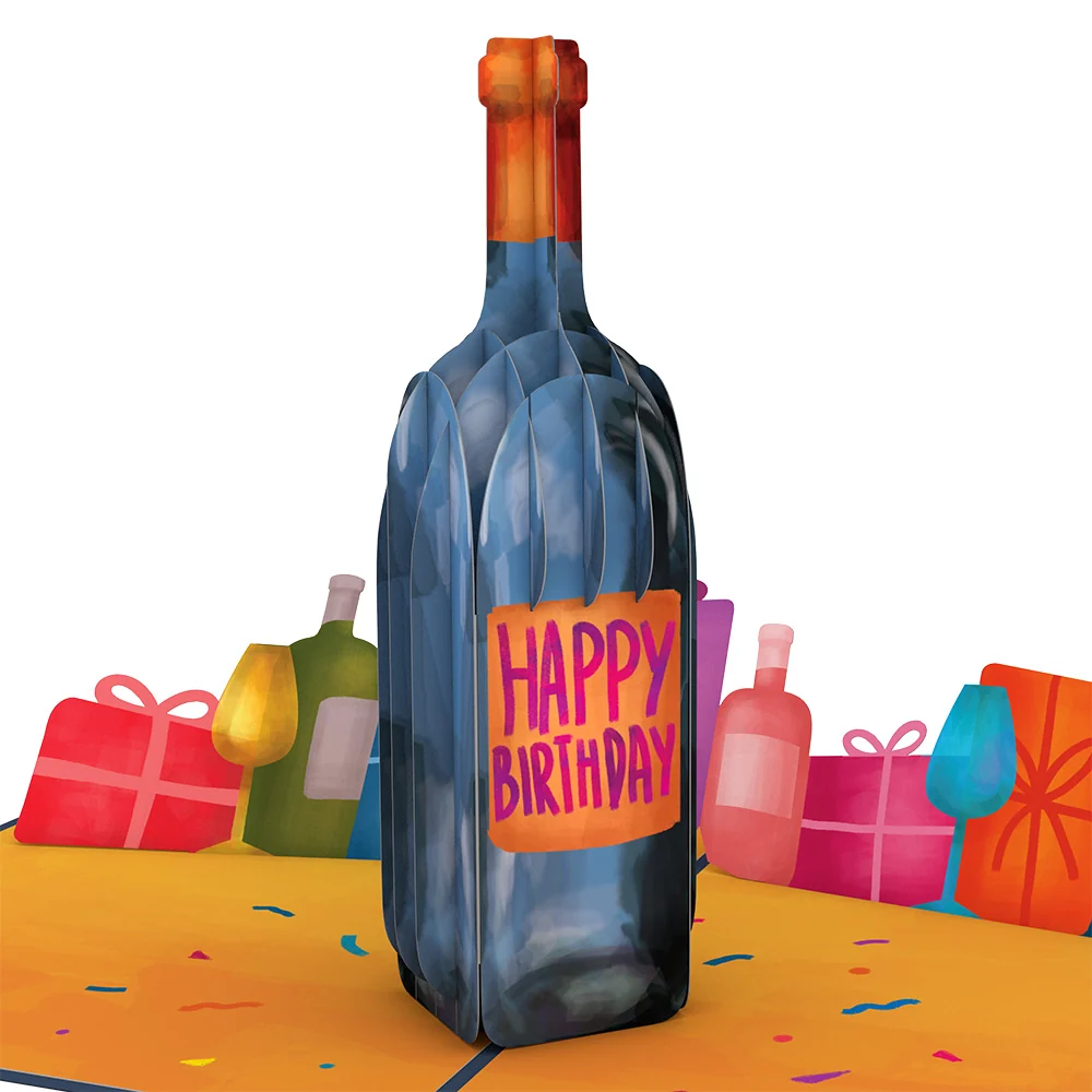 Lovepop Vintage Wine Birthday Pop-Up Card Glass - Image 2
