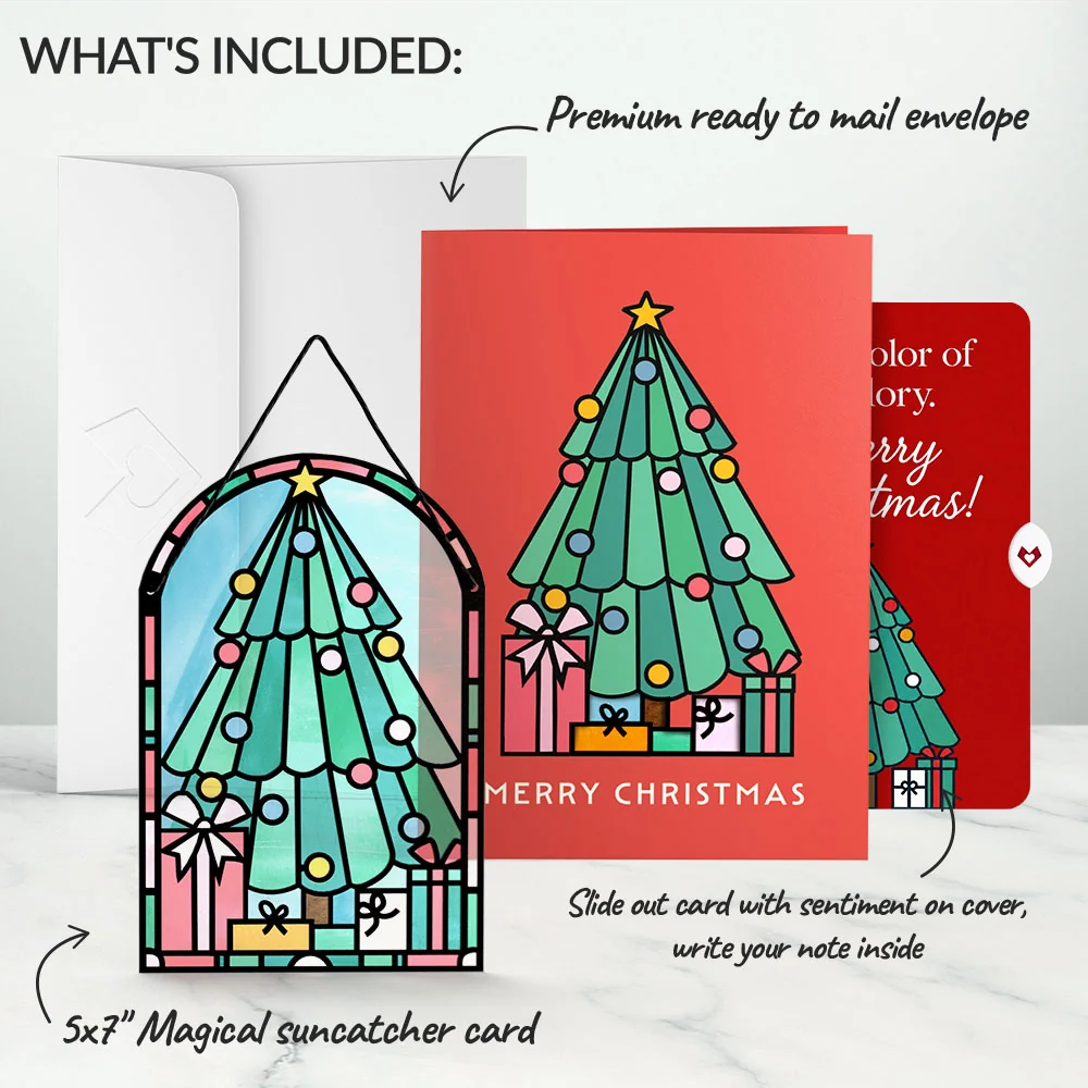 Lovepop Merry Christmas Tree Suncatcher Card and His Glory Sentiment Set Glass - Image 2