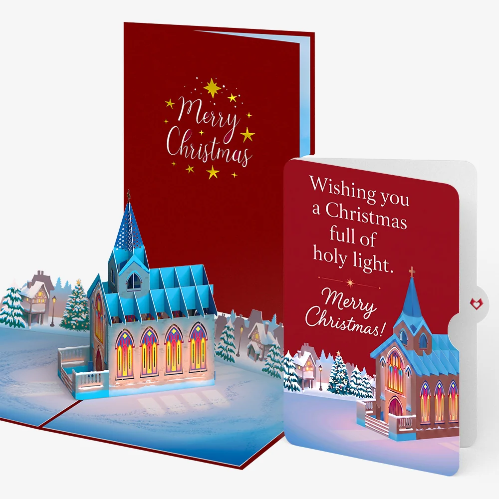 Lovepop Stained Glass Christmas Chapel Pop-Up Card and Holy Light Church Sentiment Set