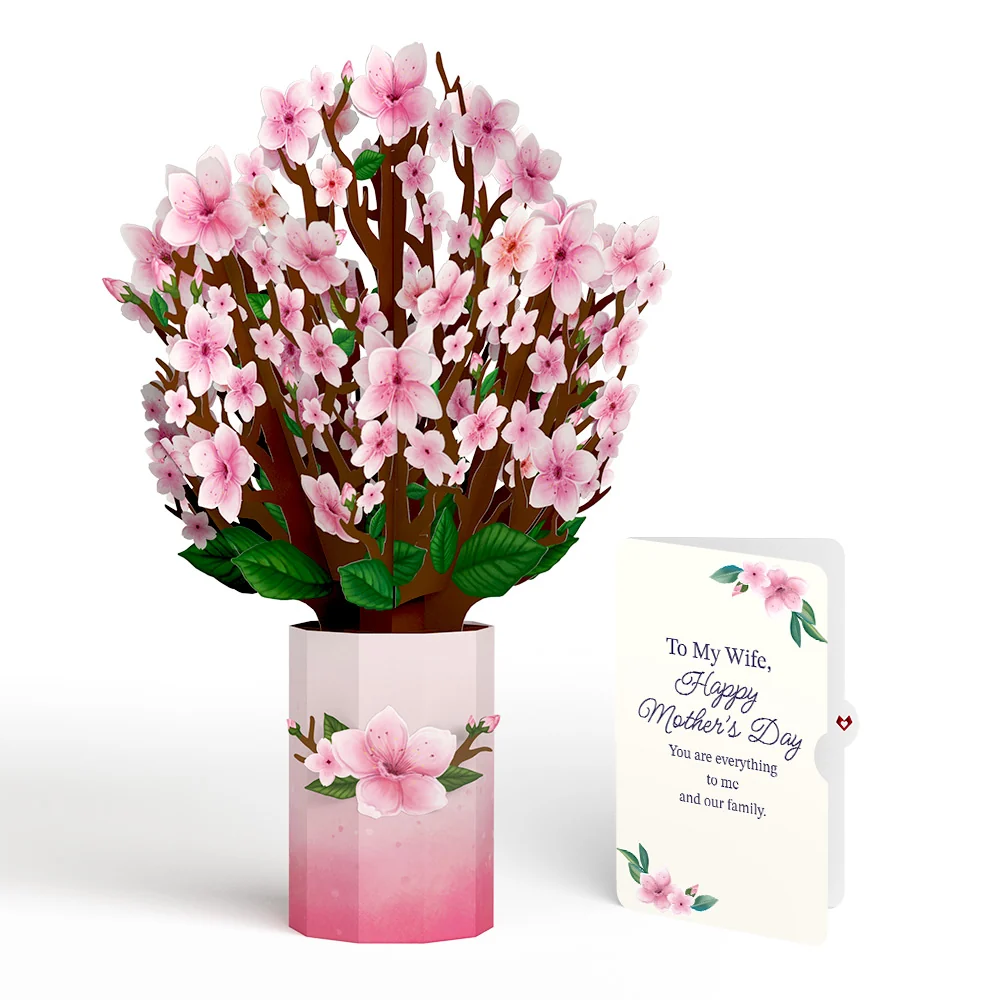 Lovepop Cherry Blossom Mother's Day Bouquet and Sentiment Set for Wife Vase