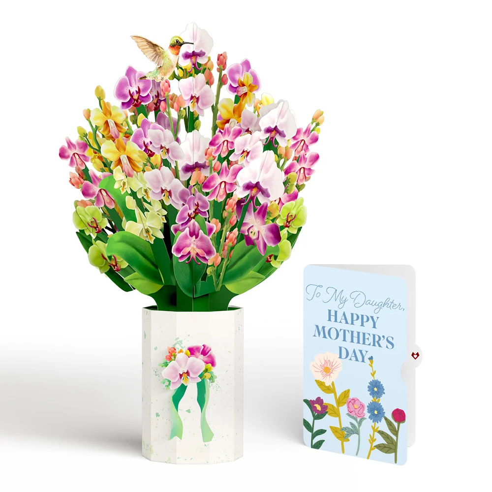 Lovepop Orchid Mother's Day Bouquet and Sentiment Set for Daughter Vase
