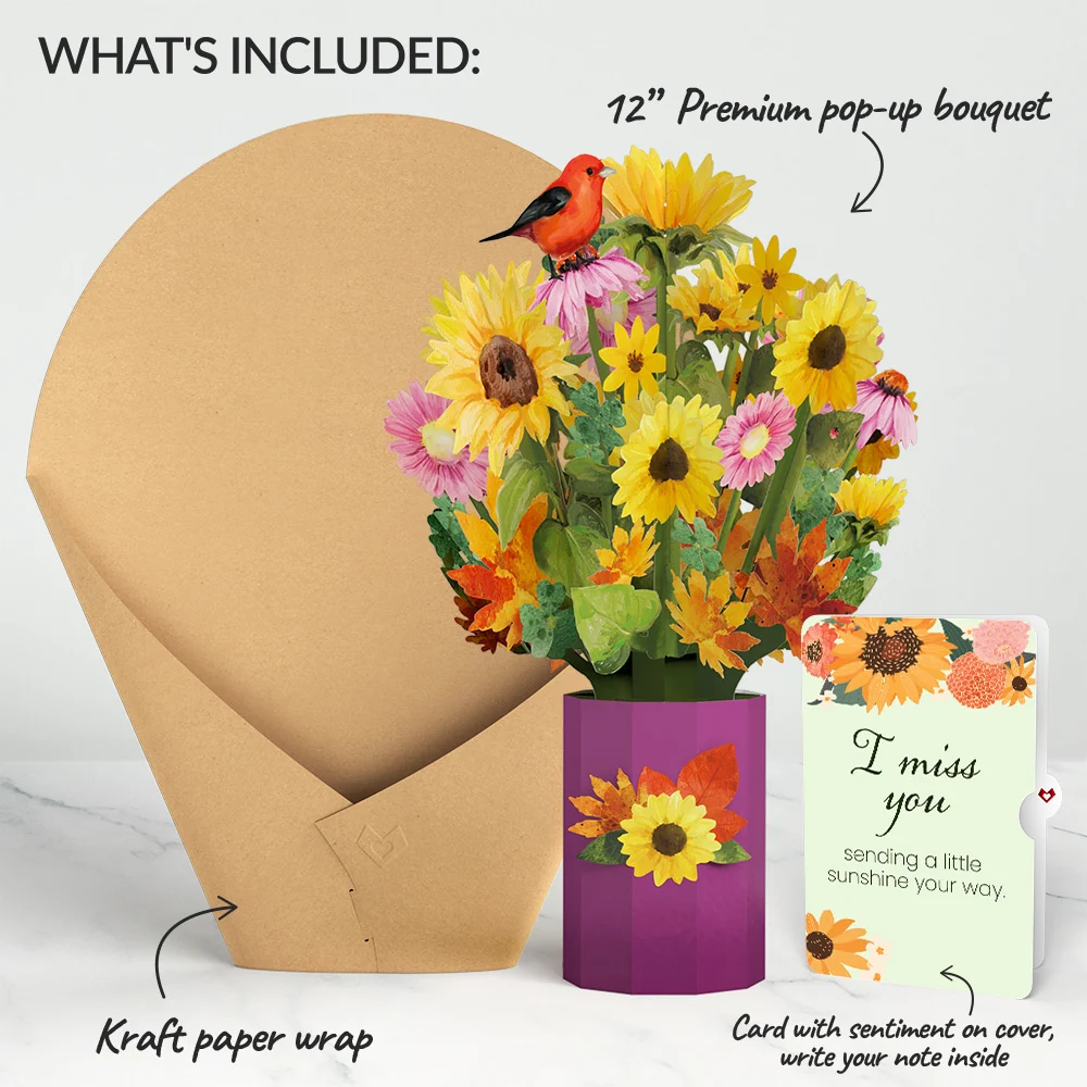 Lovepop Golden Sunflower Miss You Bouquet and Sentiment Set Vase - Image 2