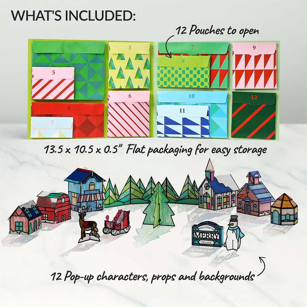 Lovepop Merry Village Stained Glass 12 Day Holiday Advent Calendar - Image 6