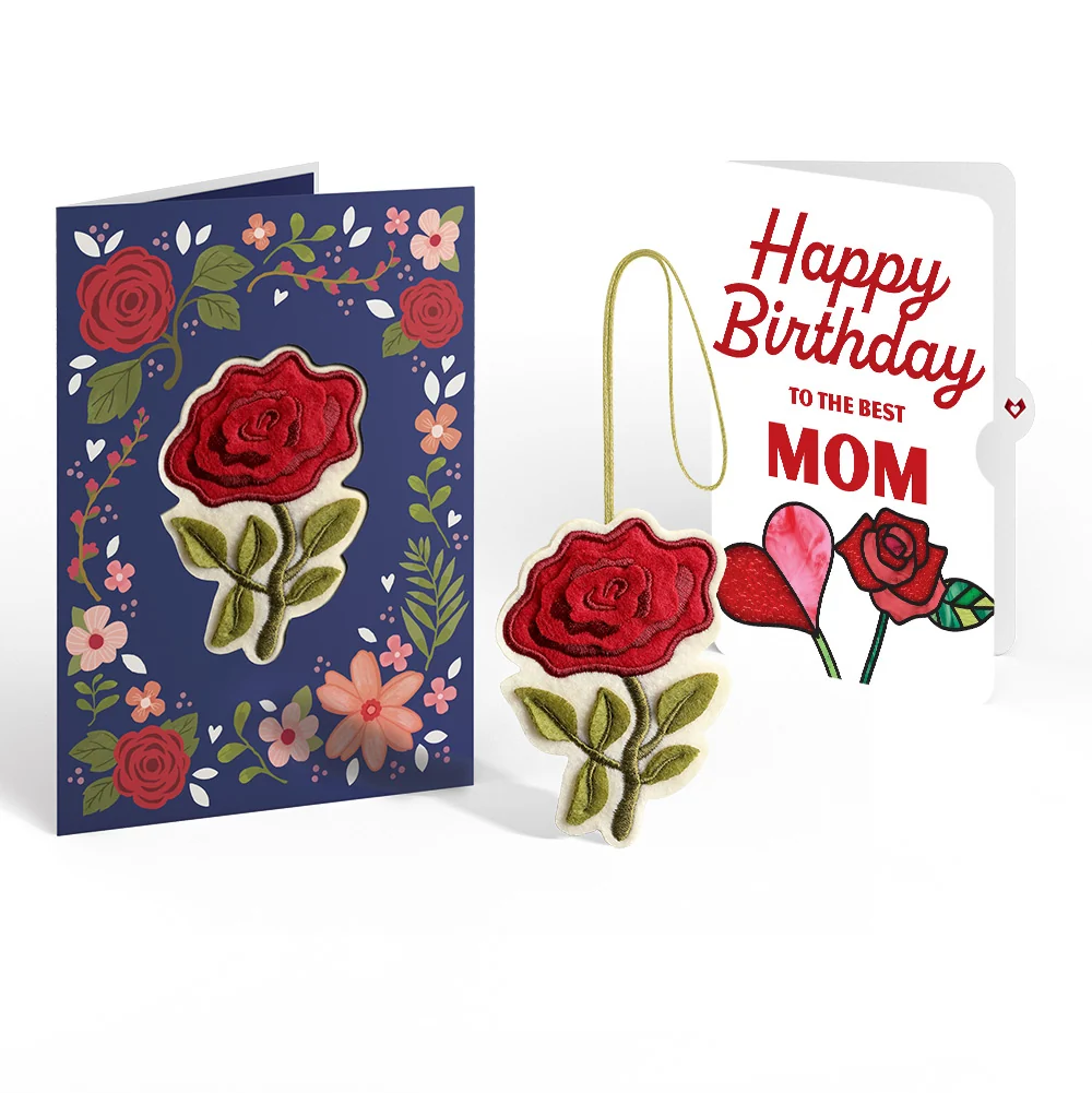 Lovepop Everlasting Rose Birthday HeartFelt Charm Card and Rose Heart Bloom Sentiment Set for Mom