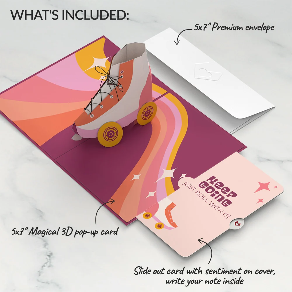 Lovepop Let the Good Times Roll Roller Skate Encouragement Pop-Up Card and Sentiment Set - Image 2