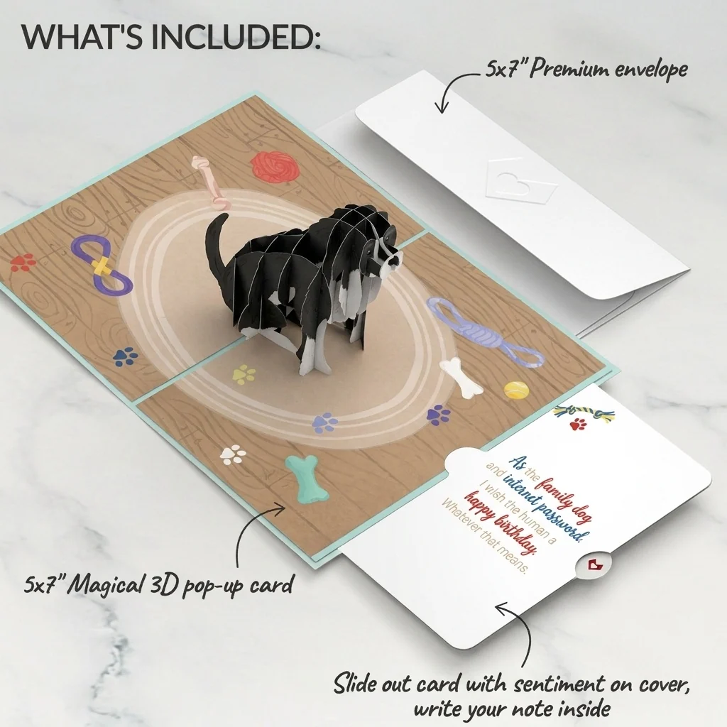 Lovepop Playful Dog Birthday Pop-Up Card and Family Dog Sentiment Set Toy - Image 2