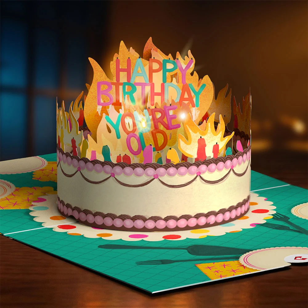 Lovepop Too Many Candles Birthday Music and Lights Pop-Up Card - Image 2