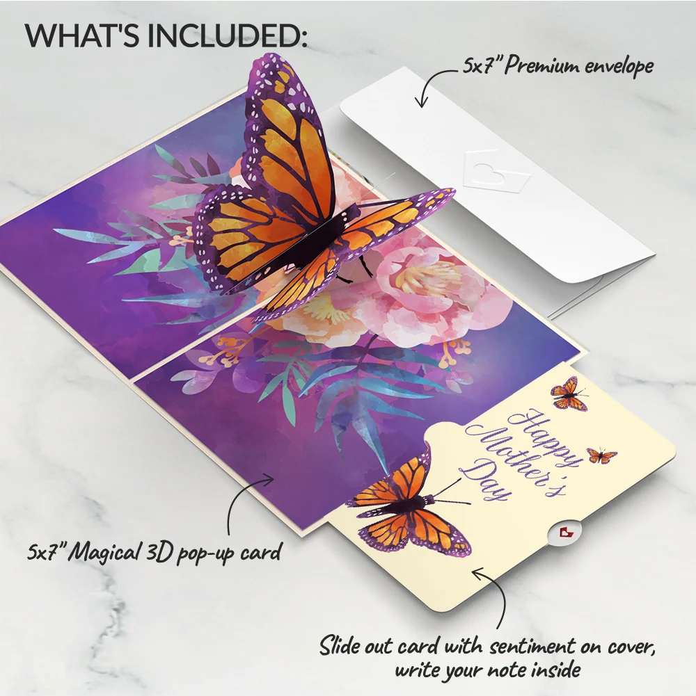 Lovepop Monarch Butterfly Mother’s Day Pop-Up Card and Sentiment Set for Mom Cream - Image 2
