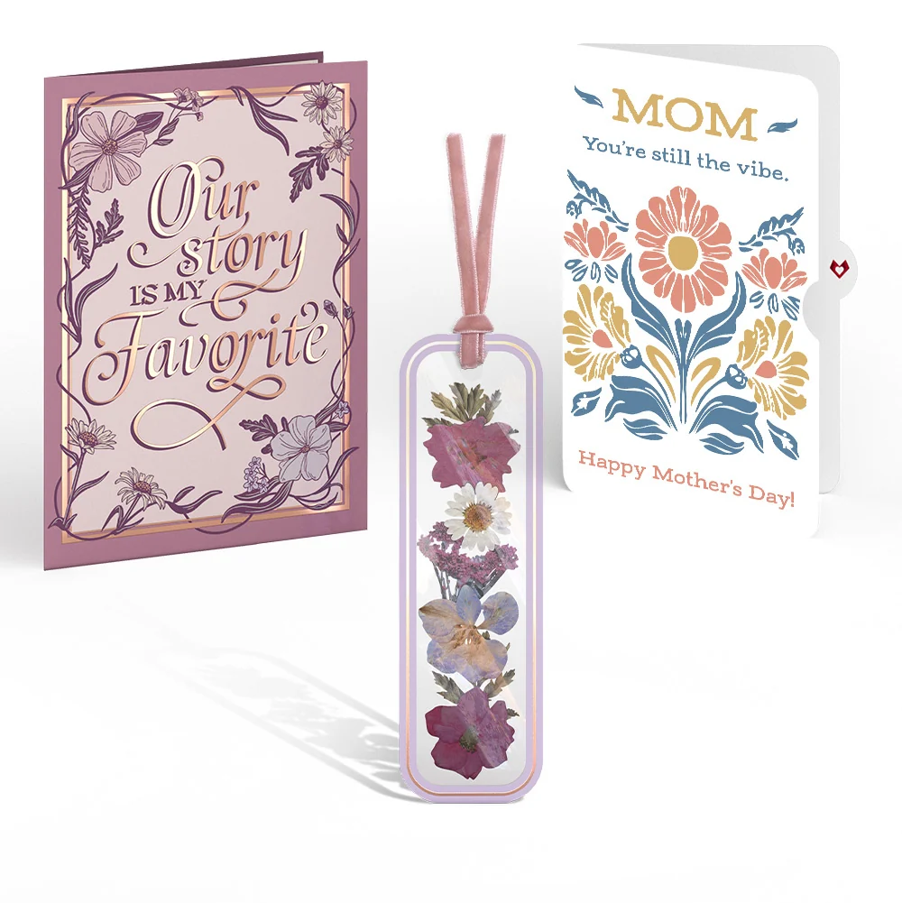 Lovepop Our Story Mother’s Day Petal Pressed Bookmark Card and Folk Art Bloom Sentiment Set for Mom