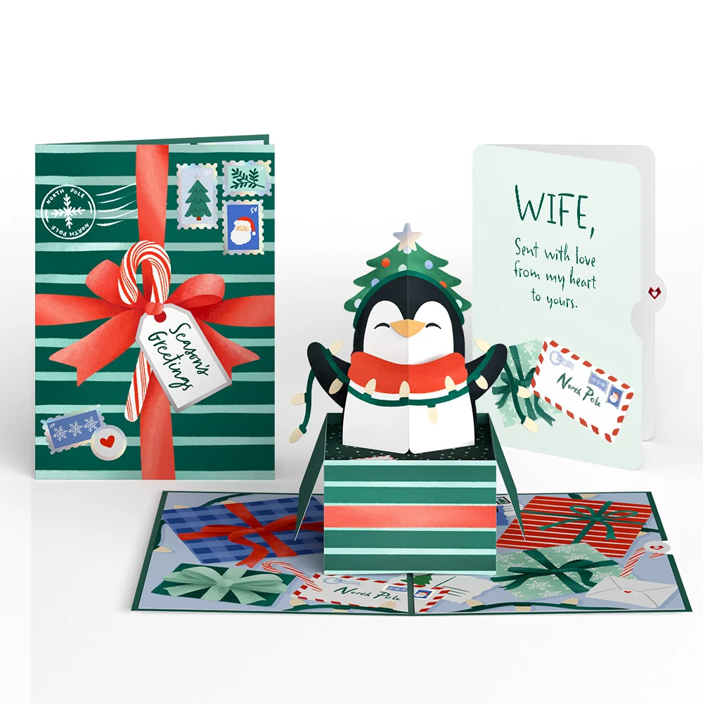 Lovepop Season's Greetings Penguin Surprise Pop-Up Card and Sentiment Set for Wife