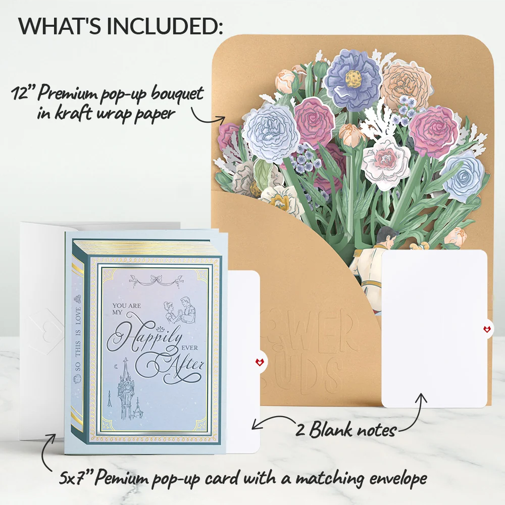 Lovepop Disney’s Cinderella Pop-Up Card & Flower Buds Bouquet Bundle - Image 2