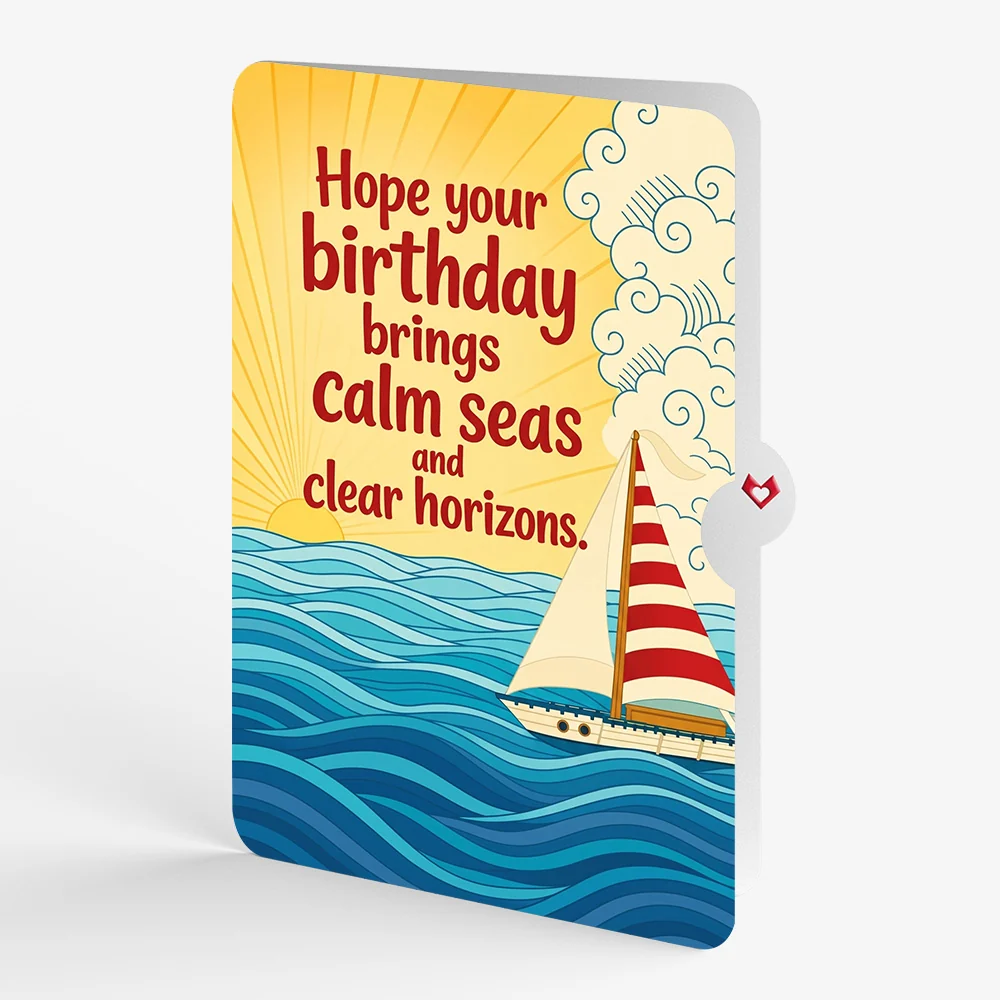 Lovepop Sailboat on the Horizon Birthday Pop-Up Card and Calm Seas Sentiment Set - Image 4