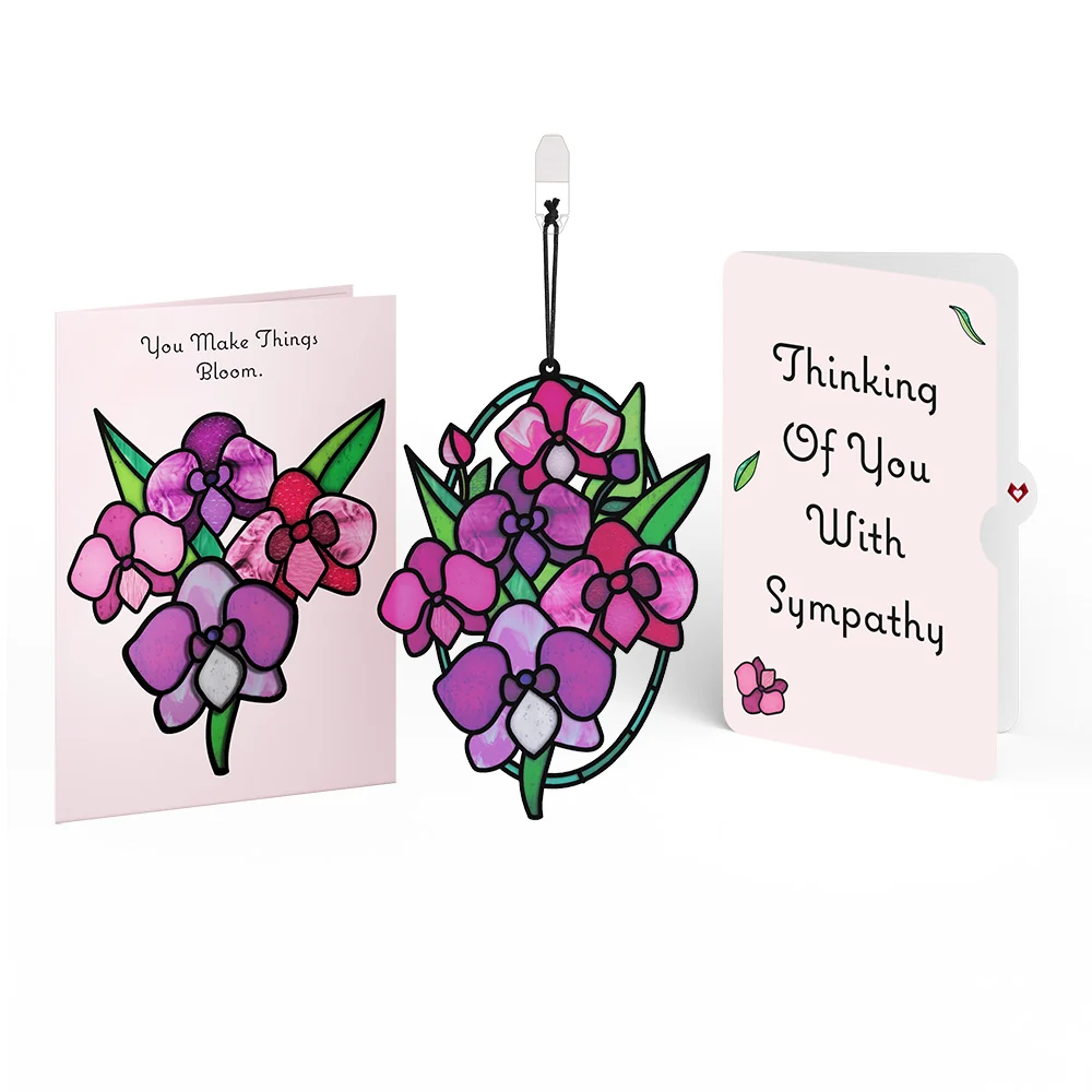 Lovepop You Make Things Bloom Orchid Sympathy Suncatcher Card and Sentiment Set Glass