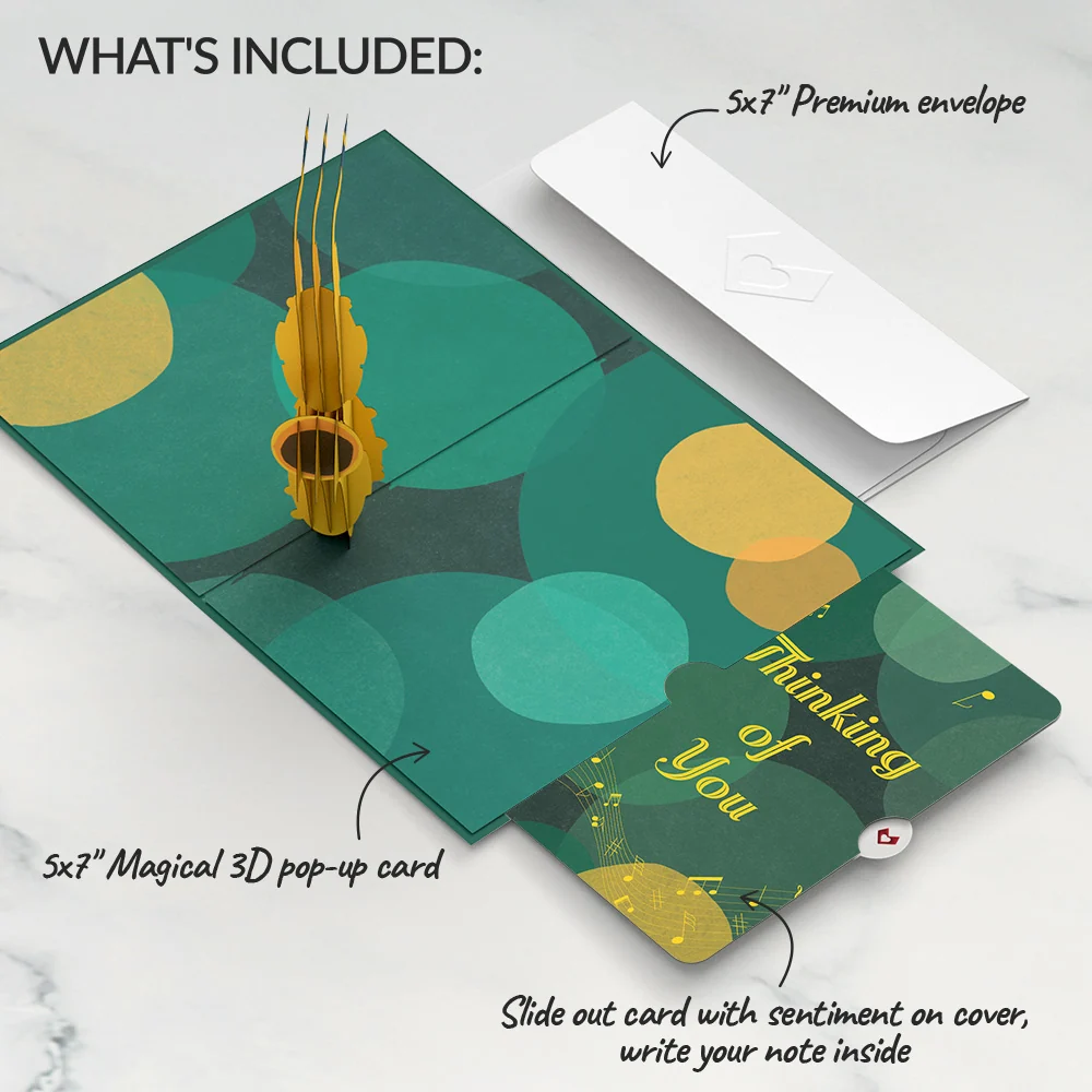 Lovepop Saxophone Thinking of You Pop-Up Card and Sentiment Set - Image 2