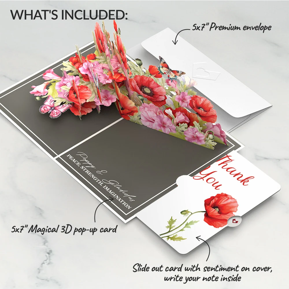 Lovepop Born to Bloom: August Birth Month Flowers Thank You Pop-Up Card and Sentiment Set Cream - Image 2