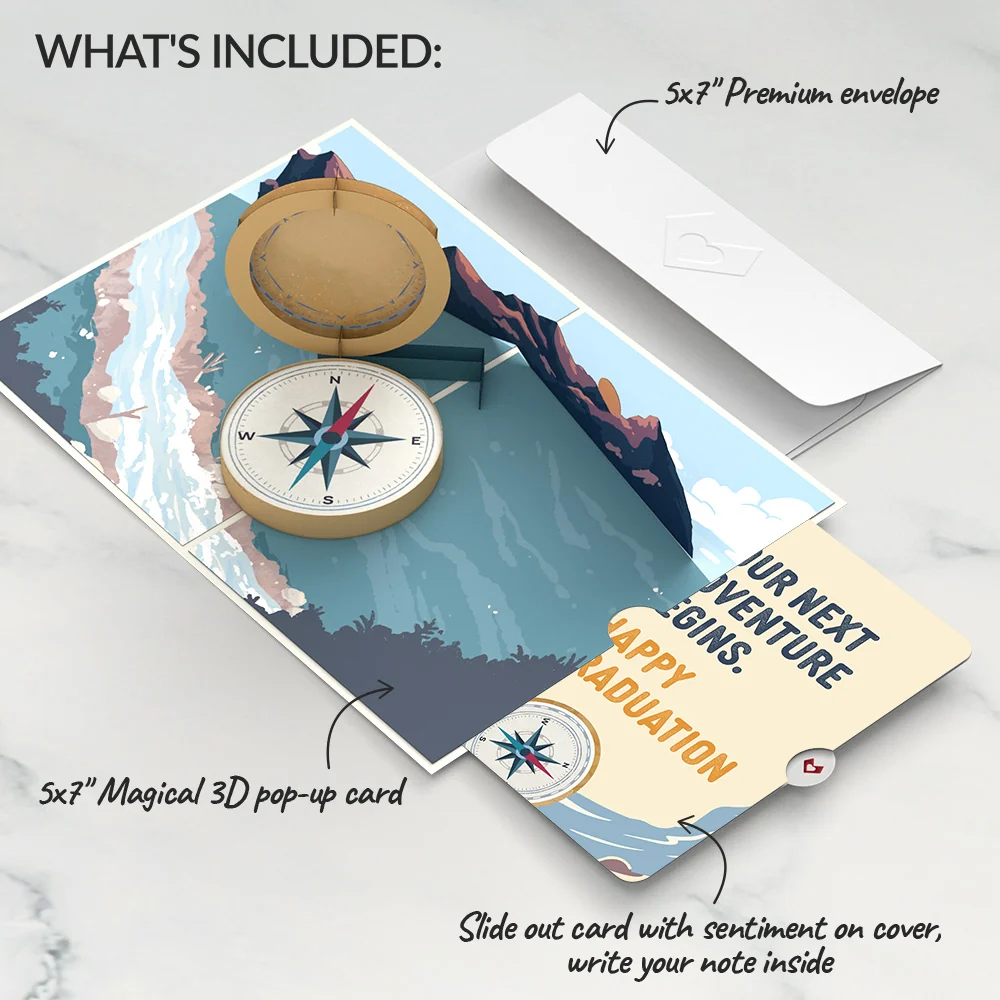 Lovepop Classic Compass Graduations Pop-Up Card and Sentiment Set Cream - Image 2