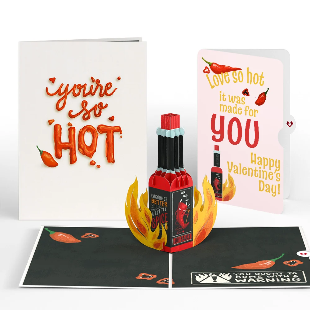 Lovepop Hot Sauce Valentine Pop-Up Card and Sentiment Set – You’re So Hot Bottle
