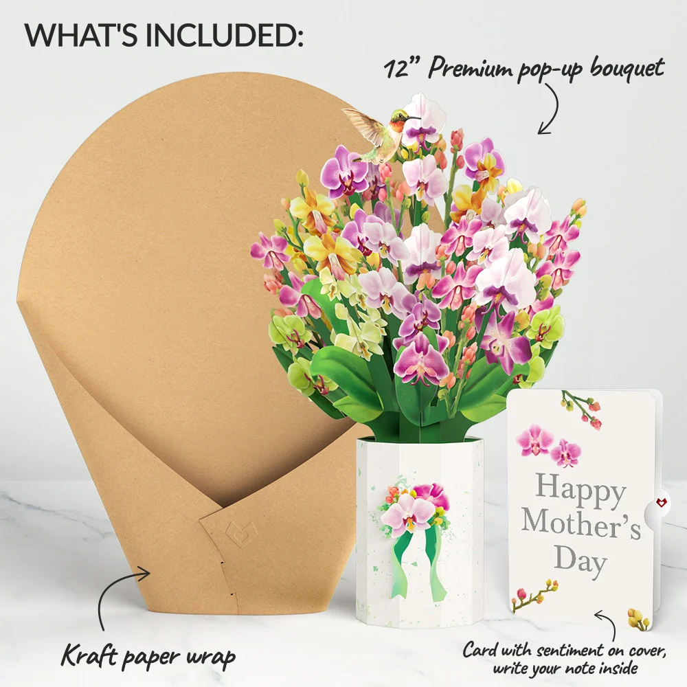 Lovepop Orchid Mother’s Day Bouquet and Sentiment Set for Mom Vase - Image 2