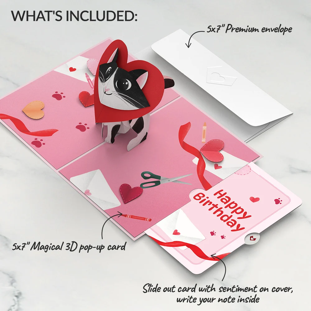 Lovepop Crafty Love Cat Birthday Pop-Up Card and Sentiment Set - Image 2