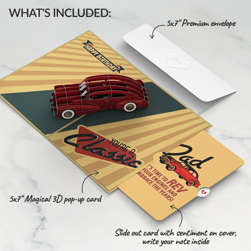 Lovepop Classic Car Birthday Pop-Up Card and Sentiment Set for Dad - Image 2