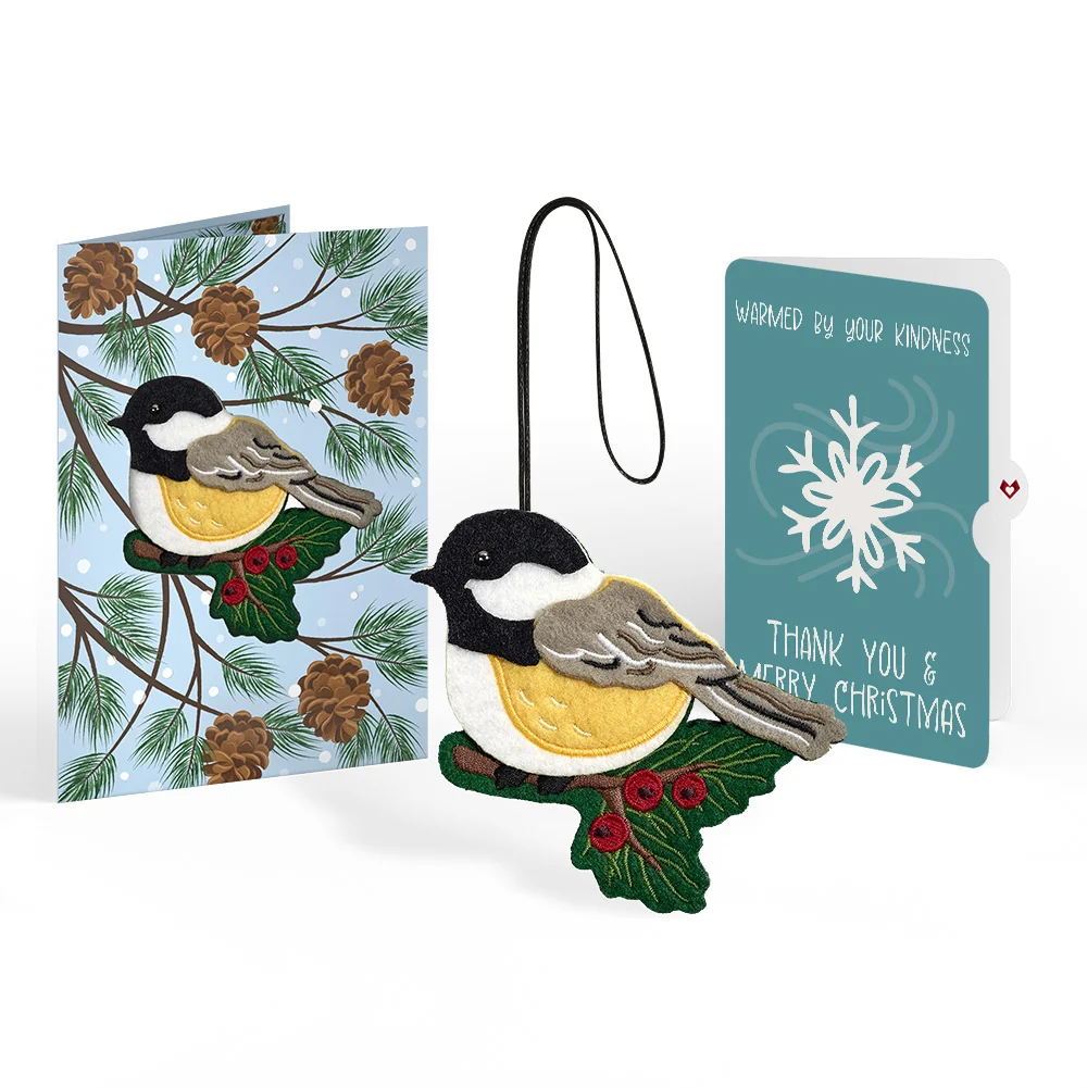 Lovepop Winter Chickadee HeartFelt Charm Card and Snowflake Kindness Christmas Sentiment Set