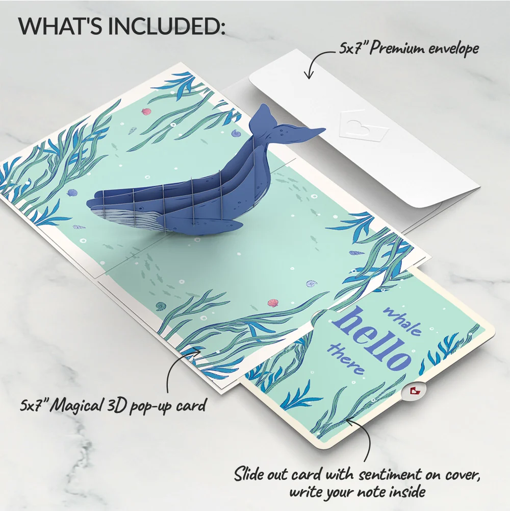 Lovepop Whale Beneath the Waves Thinking of You Pop-Up Card and Sentiment Set - Image 2