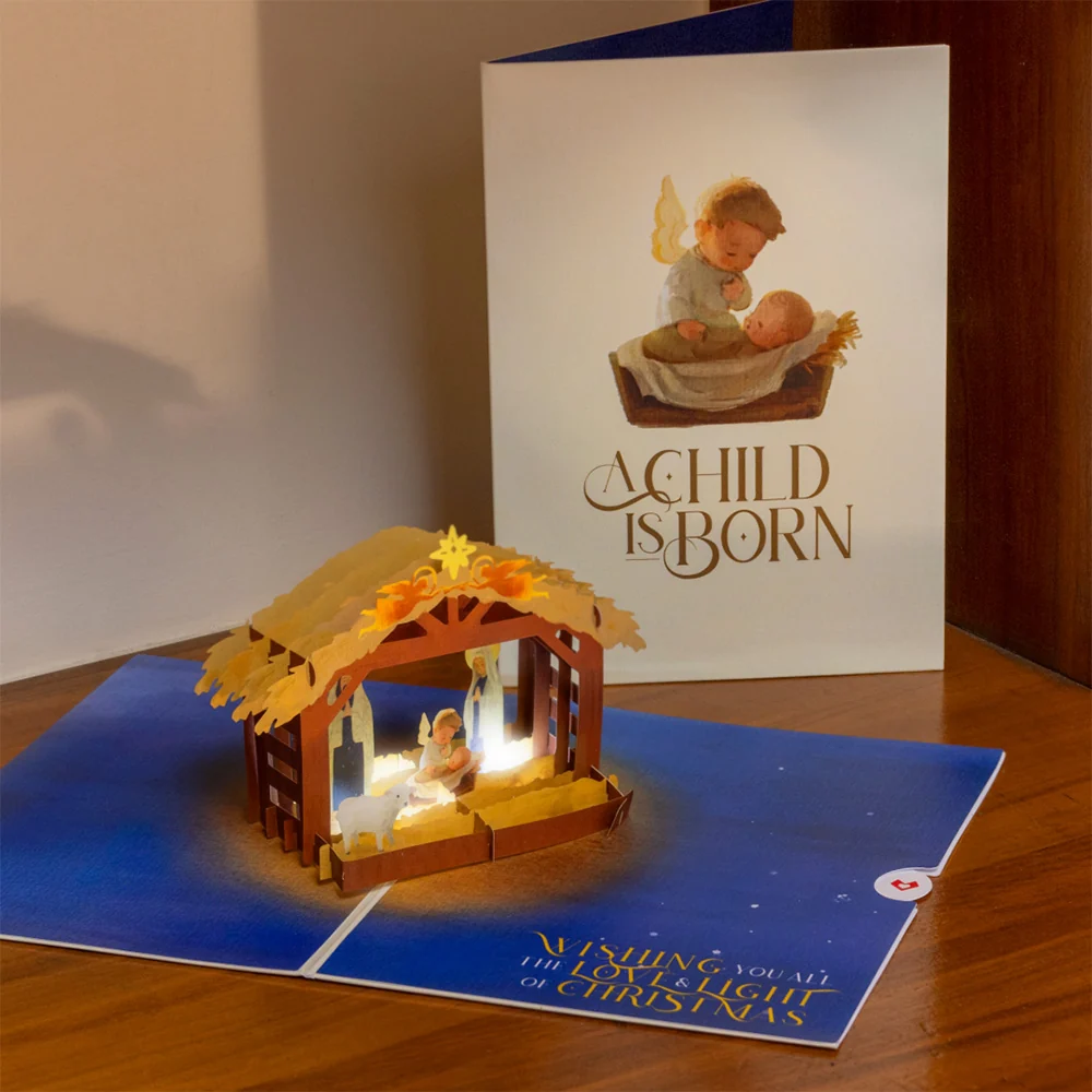 Lovepop A Child is Born Nativity Light-Up Pop-Up Card