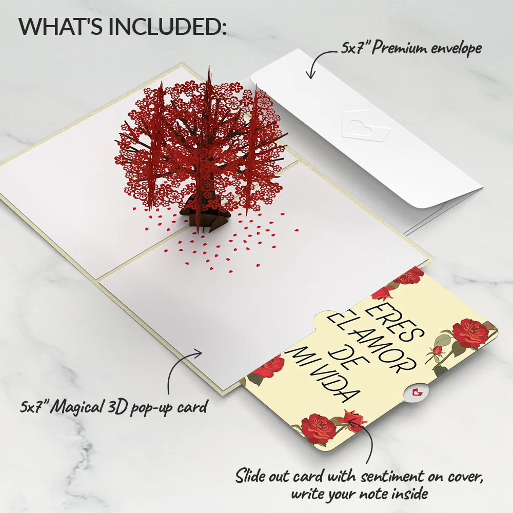 Lovepop Red Sakura Tree Eres El Amor De Mi Vida Valentine Pop-Up Card and Sentiment Set - Image 2