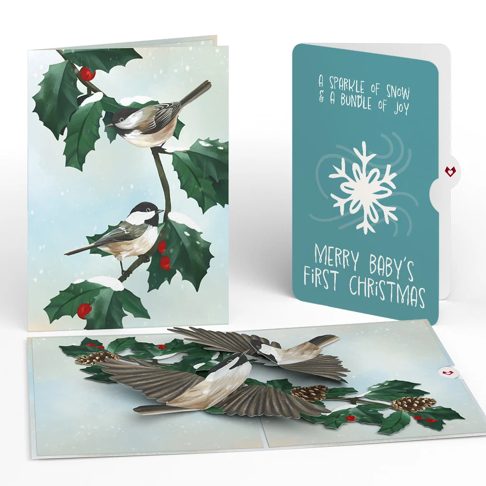 Lovepop Winter Chickadees Pop-Up Card and Sentiment Set for Baby