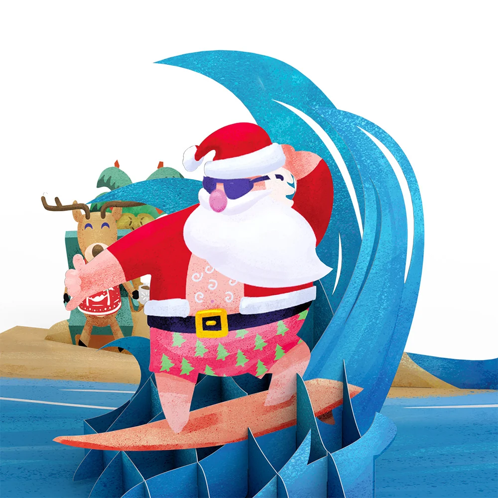 Lovepop Surfing Santa Pop-Up Card - Image 2